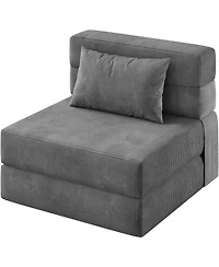 gaomon 72" Folding Sofa Bed, Convertible Futon Couch with Pillow, Linen Fabric Sleeper Chair