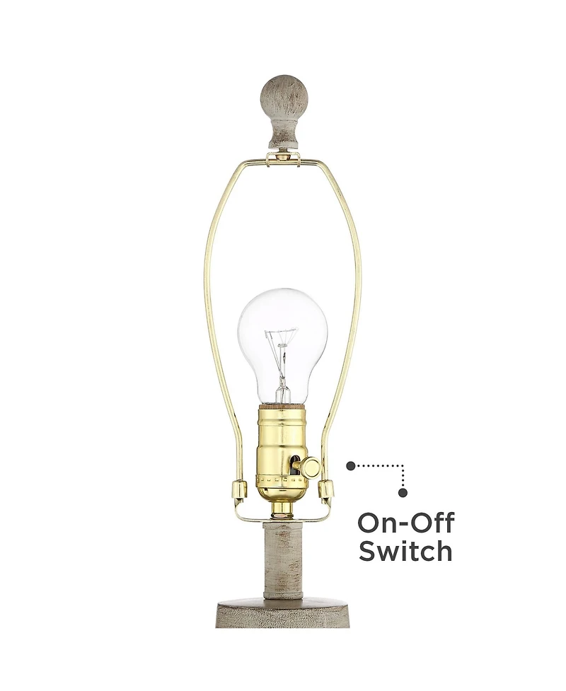 Regency Hill Glenn Rustic Farmhouse Table Lamps Set of 2 with Round Risers 28 1/2" Tall Neutral Fabric Drum Shade for Bedroom Living Room Nightst