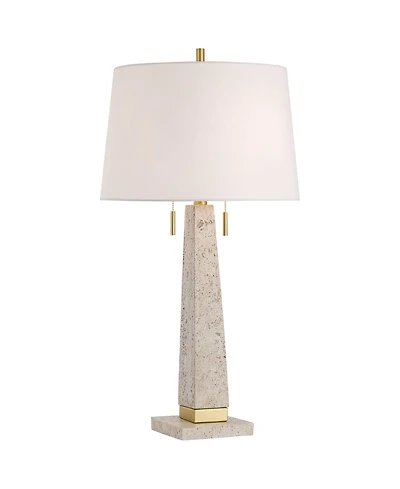 360 Lighting Lorena 29 1/4" Tall Modern Coastal End Table Lamp Pull Chain Sandstone Brass Finish Metal Single Living Room Bedroom