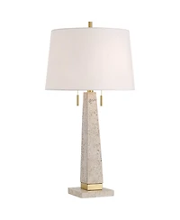 360 Lighting Lorena 29 1/4" Tall Modern Coastal End Table Lamp Pull Chain Sandstone Brass Finish Metal Single Living Room Bedroom
