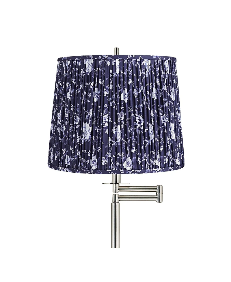 360 Lighting Druckman Modern 60 1/2" Tall Standing Floor Lamp Swing Arm Silver Metal Brushed Nickel Finish