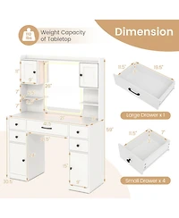 Gouun Makeup Vanity Desk with Led Lighted Mirror and Built-In Charging Station