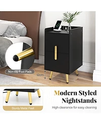 Gouun Nightstand with 2 Drawers and Usb Charging Ports