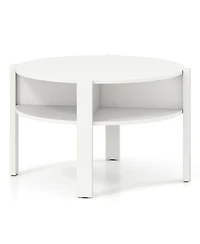 Gouun 29.5 in Round Coffee Table with Side Storage Shelves for Small Spaces