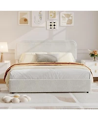 gaomon Platform Bed Frame Upholstered Velvet 4 Storage Drawers Wooden Slats Support No Box Spring Easy Assembly Noise-Free