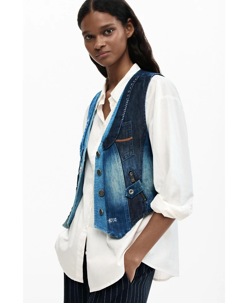 Desigual Women's Patchwork denim vest