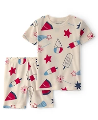 Carter's Boys' or Girls' Toddler 2T-5T Fourth of July Short-Sleeve Sleep and Play, 2-Piece Set