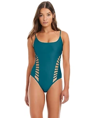 Red Carter Cross Side Cut Out One-Piece Swimsuit