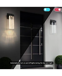 Busdays 2-Pack Outdoor Wall Light Fixture, Weatherproof Led Wall Sconce with Bubble Crystal and Light Sensor