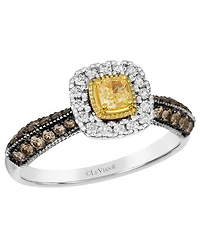 Le Vian Vanilla Diamond (0.22 ct. t.w.), Sunny Yellow Diamond (0.23 ct. t.w.) & Chocolate Diamond (0.37 ct. t.w.) Ring in 14k Two-Tone Gold