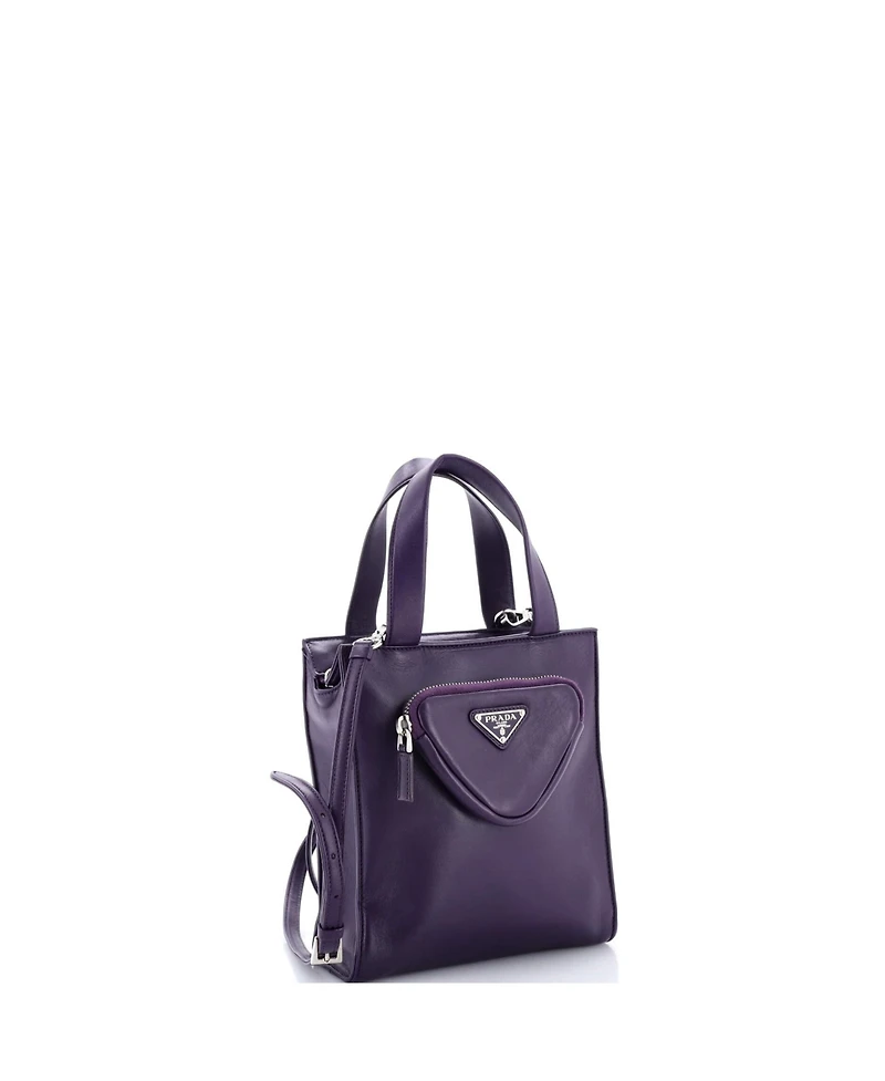 Pre-Owned Prada Mini Convertible Triangle Pocket Shopping Tote Nappa Leather
