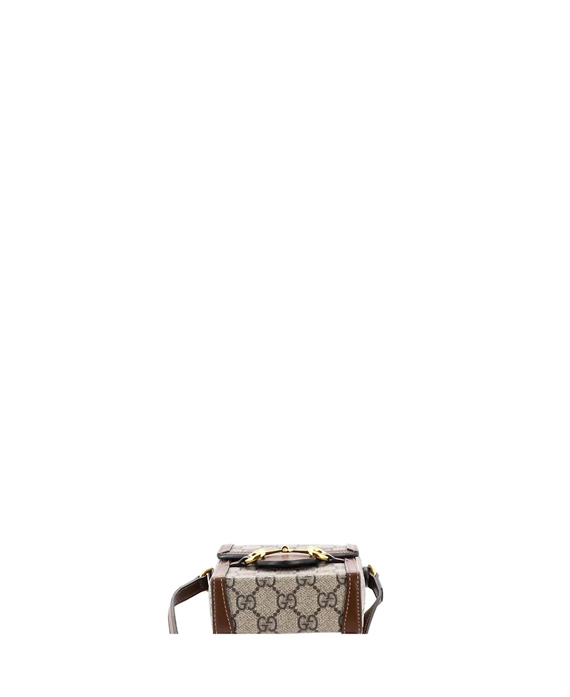 Pre-Owned Gucci Mini Horsebit 1955 Crossbody Bag Gg Coated Canvas with Leather