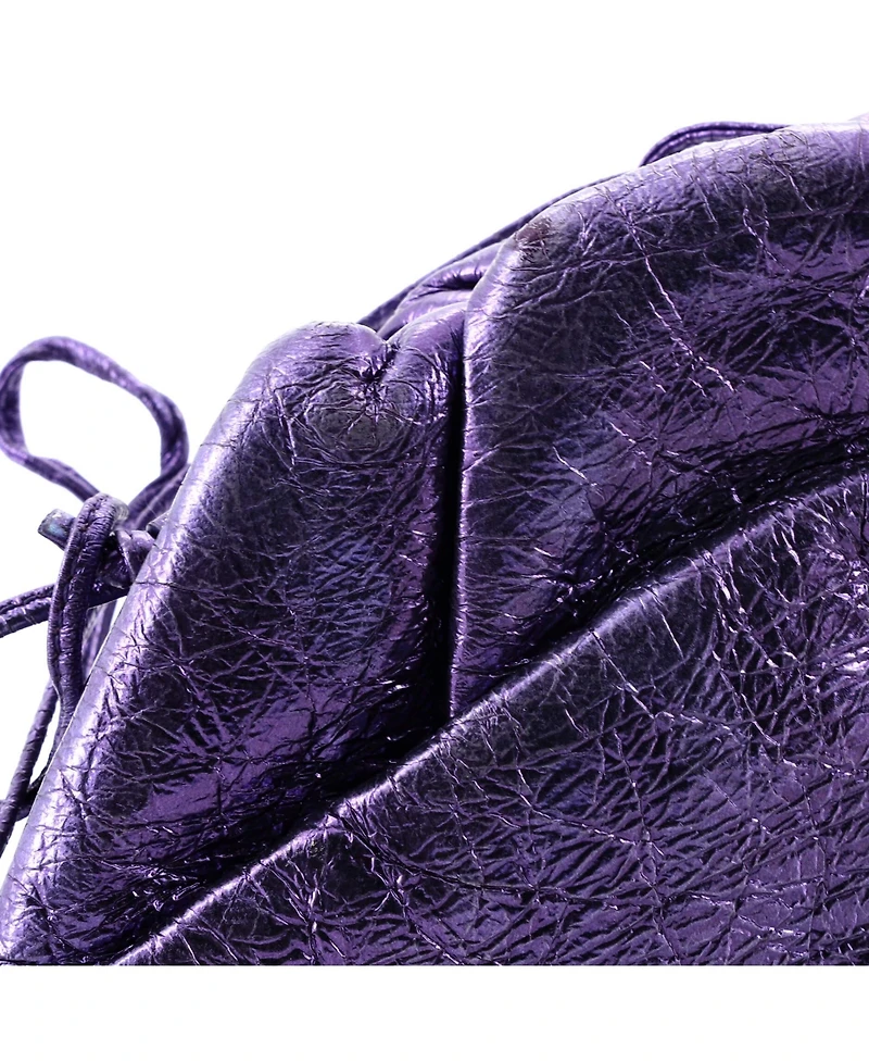 Pre-Owned Bottega Veneta Mini The Pouch Crinkled Metallic Leather