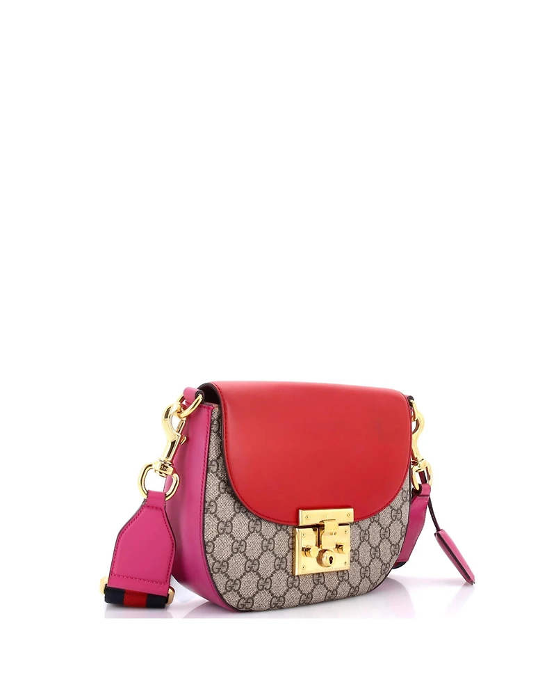 Pre-Owned Gucci Medium Padlock Saddle Shoulder Bag Gg Coated Canvas and Leather