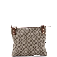 Pre-Owned Gucci Large Web Loop Flat Messenger Gg Coated Canvas