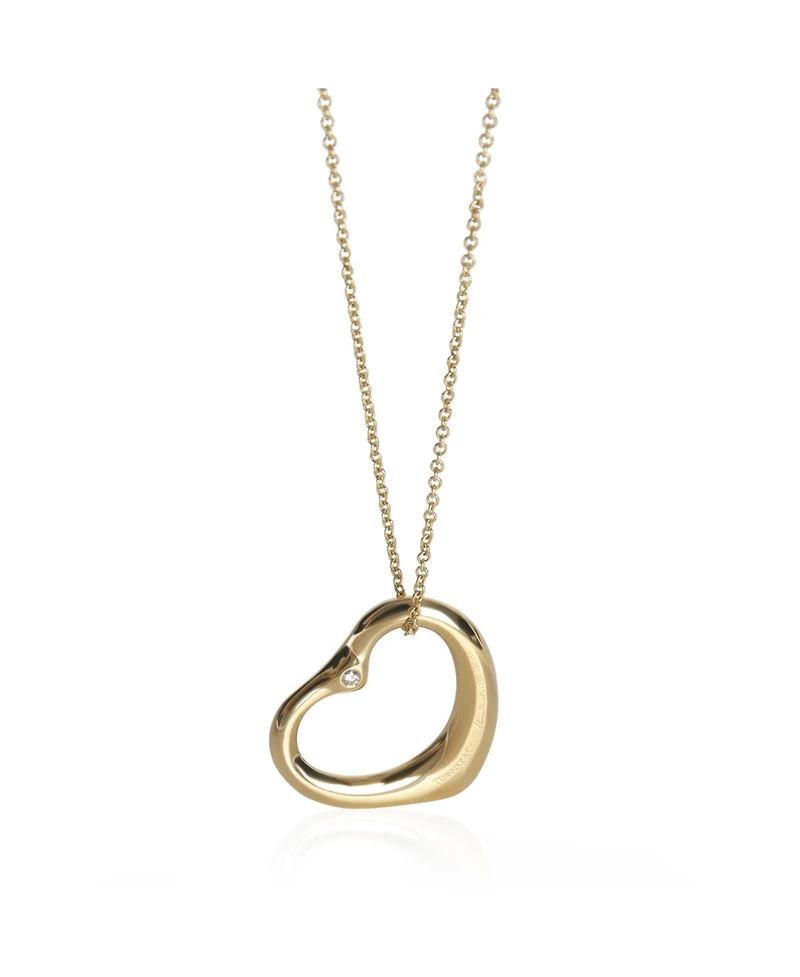 Pre-Owned Tiffany & Co Yellow Gold Diamond Elsa Peretti Open Heart Pendant
