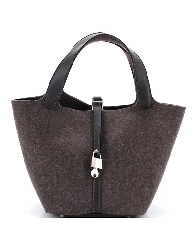 Pre-Owned HERMES Mm Picotin Lock Bag Felt with Leather