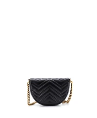 Pre-Owned Gucci Mini Gg Marmont Half Moon Flap Crossbody Bag Matelasse Leather