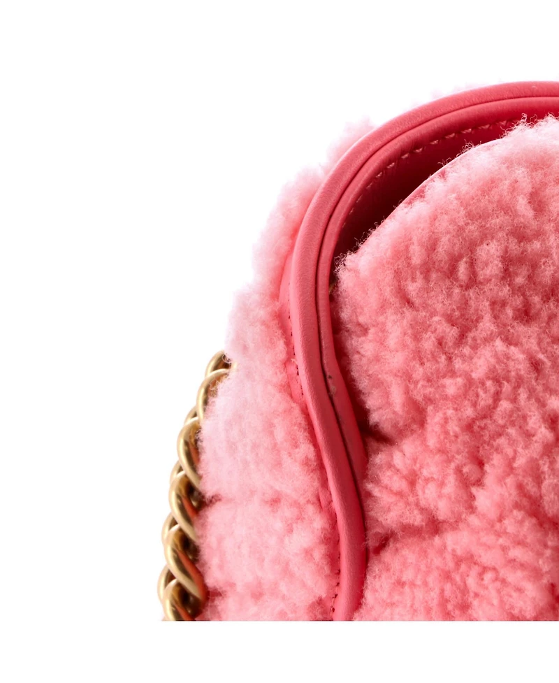 Pre-Owned Gucci Small Gg Marmont Flap Bag Matelasse Shearling