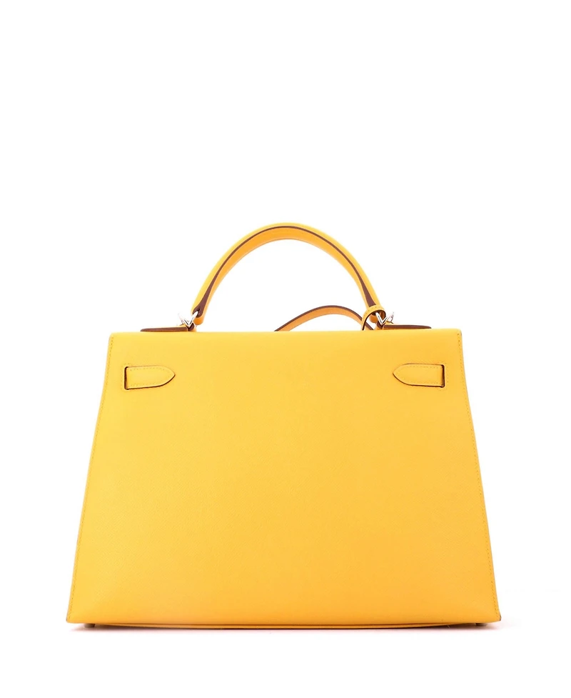 Pre-Owned HERMES Kelly 32 Handbag Yellow Epsom with Palladium Hardware