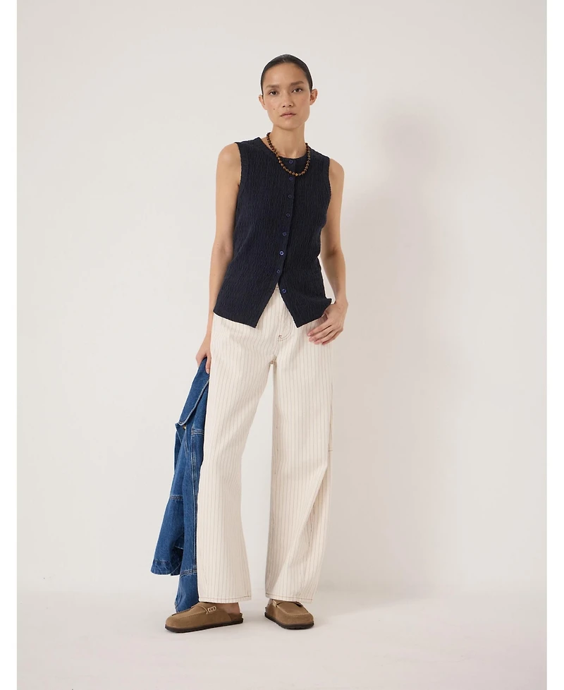 Hush Women's Textured Sleeveless Button Through Top