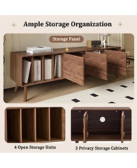 Rainsken 70" Tv Stand for TVs , Media Console Table with 3 Doors and Vertical Open Shelves, Modern Entertainment Center for Living Room