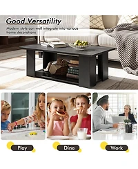 Gouun 41 in Modern 2-Tier Rectangular Coffee Table with Open Storage Shelf