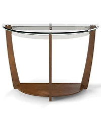 Gouun 40 in Half-Moon Tempered Glass Console Table with Open Shelf