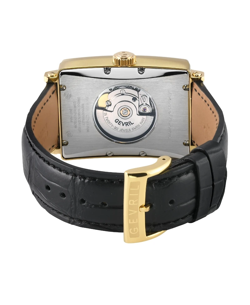 Gevril Men's Avenue of Americas Swiss Automatic Leather Strap Watch