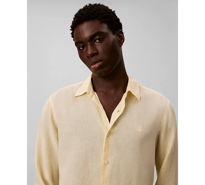 Calvin Klein Men's Solid Linen-Blend Shirt