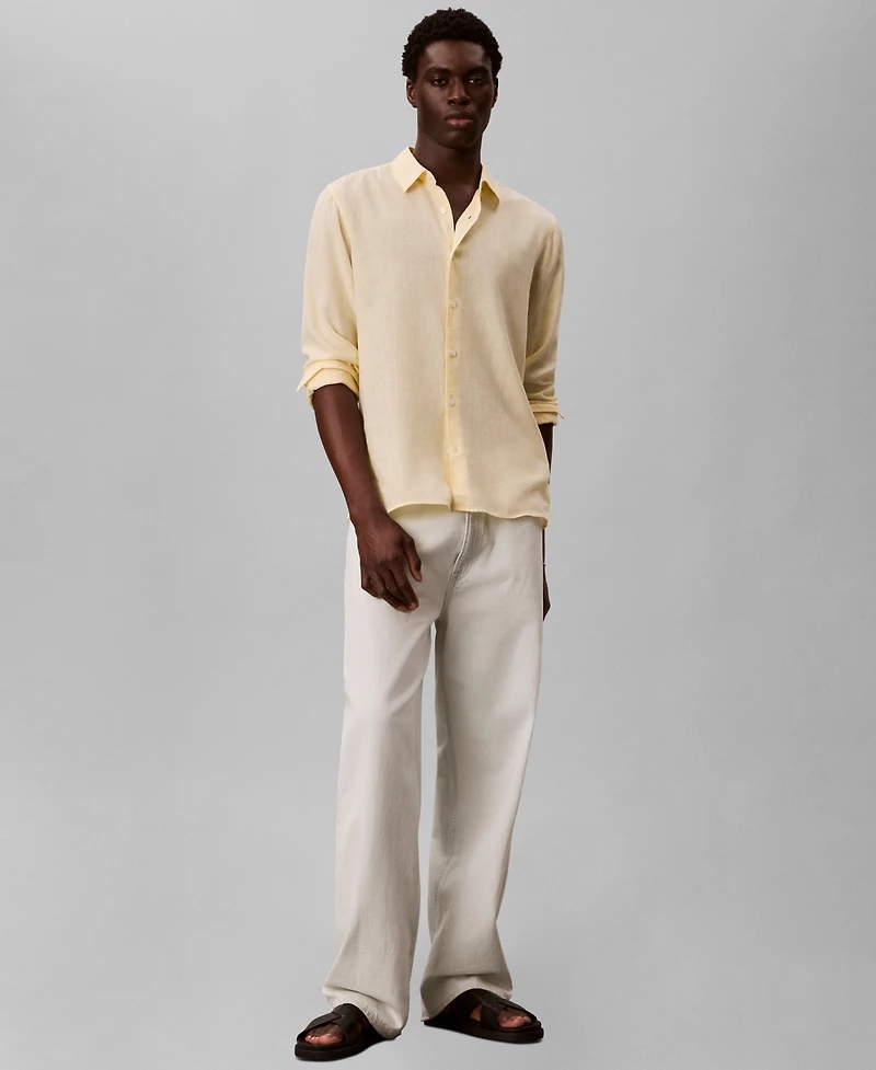 Calvin Klein Men's Solid Linen-Blend Shirt