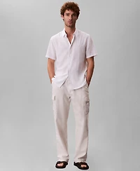 Calvin Klein Men's Linen-Blend Classic Button-Down Shirt