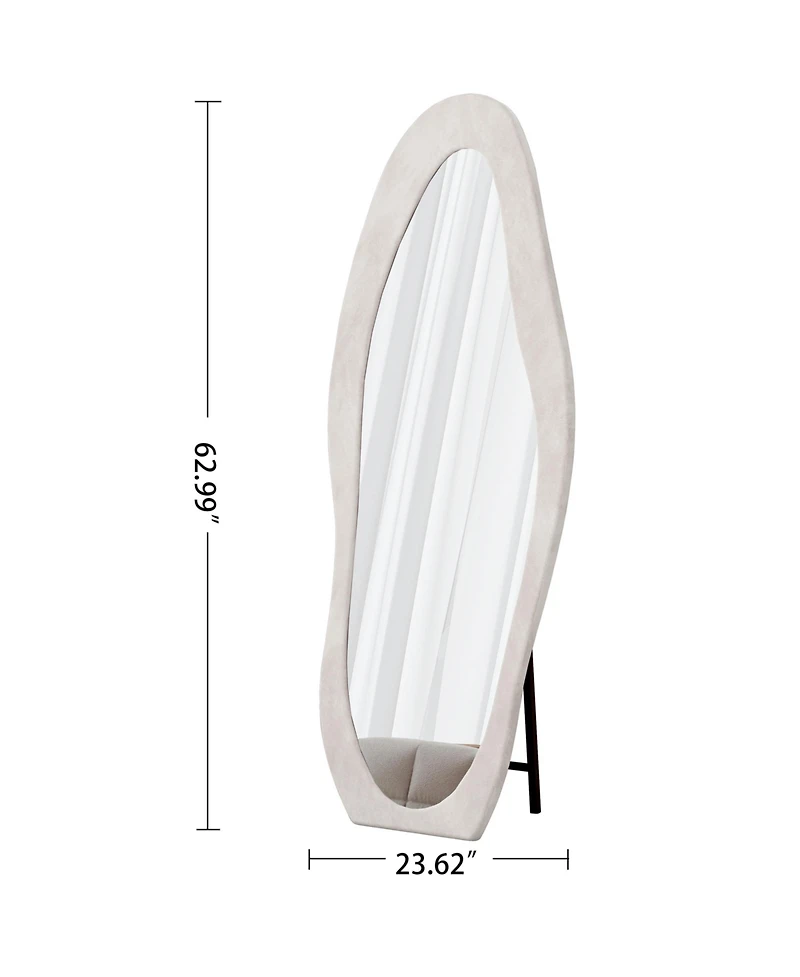 Busdays 63"x24" Irregular Wavy Full-Length Mirror, Flannel Wood Frame