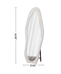 Busdays 63"x24" Irregular Wavy Full-Length Mirror, Flannel Wood Frame