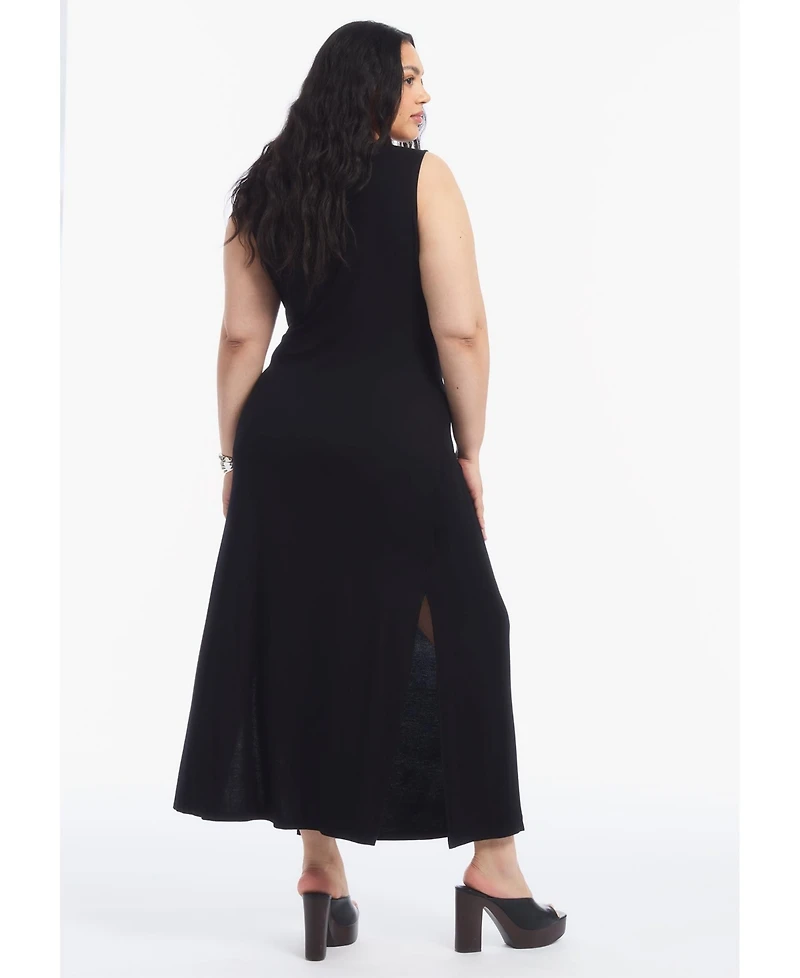 June & Vie Women's Plus Sleeveless Side-Tie Knit Midi Dress