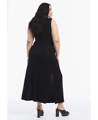 June & Vie Women's Plus Sleeveless Side-Tie Knit Midi Dress