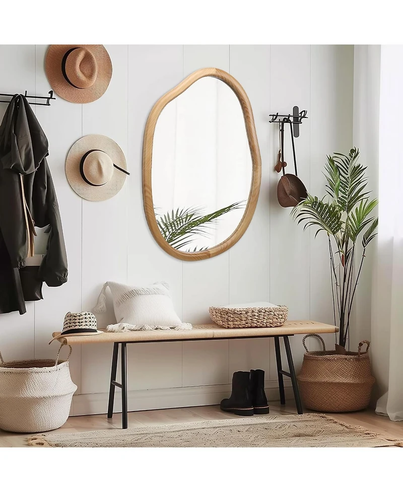 Busdays 32"x22" Irregular Asymmetrical Wall Mirror, Wavy Abstract Accent Mirror for Living Room Bathroom Bedroom Entryway