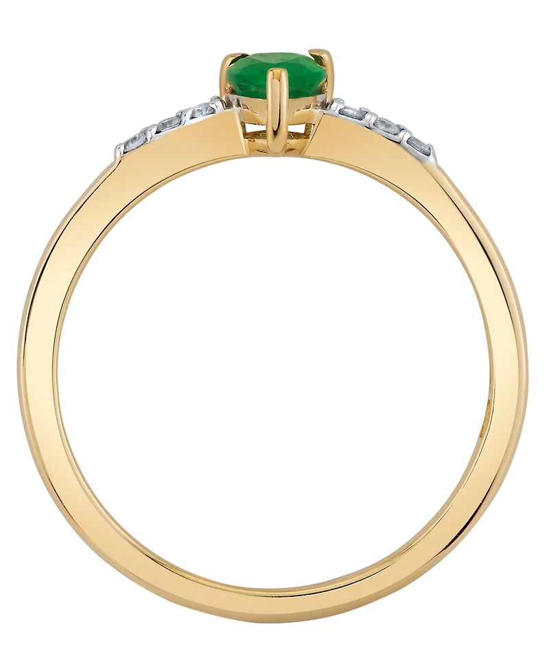 Macy's Emerald (3/8 ct. t.w.) & Diamond Accent Ring in 10k Yellow Gold
