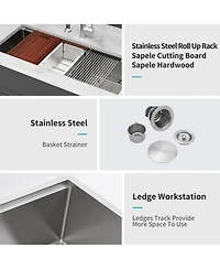 Busdays 45 x 19 x 10 Inch Single Bowl Undermount Workstation Kitchen Sink