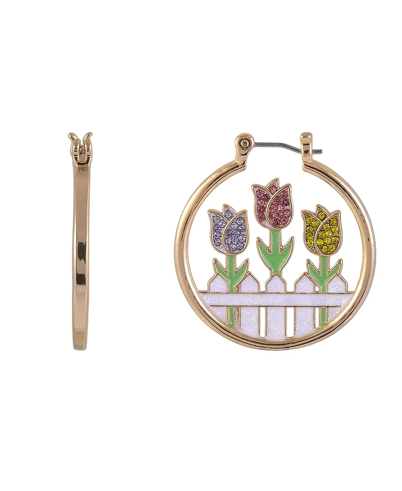Hallmark Tulip Theme Hoop Earrings