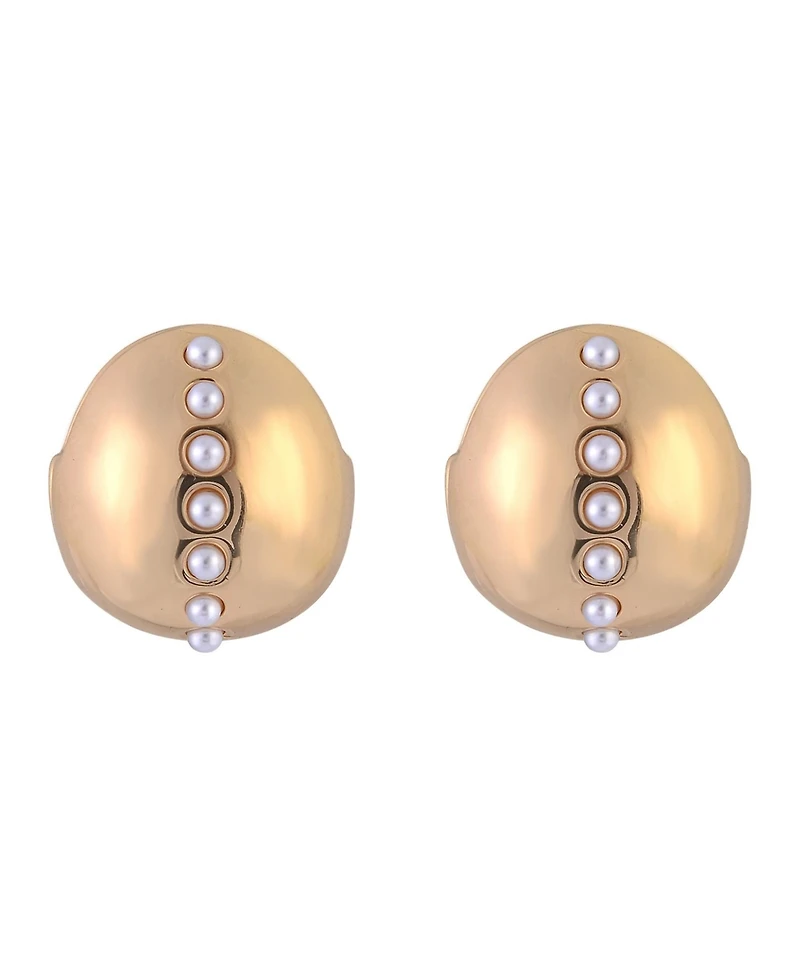 Laundry by Shelli Segal Huggie Hoop Earrings with Center Pearl Accents
