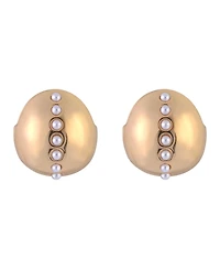 Laundry by Shelli Segal Huggie Hoop Earrings with Center Pearl Accents