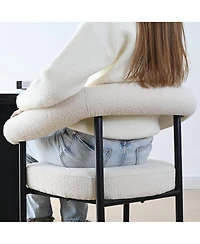 Maison Boucle Set of 2 Boucle Upholstered Dining Armchairs Curved Arms Metal Legs