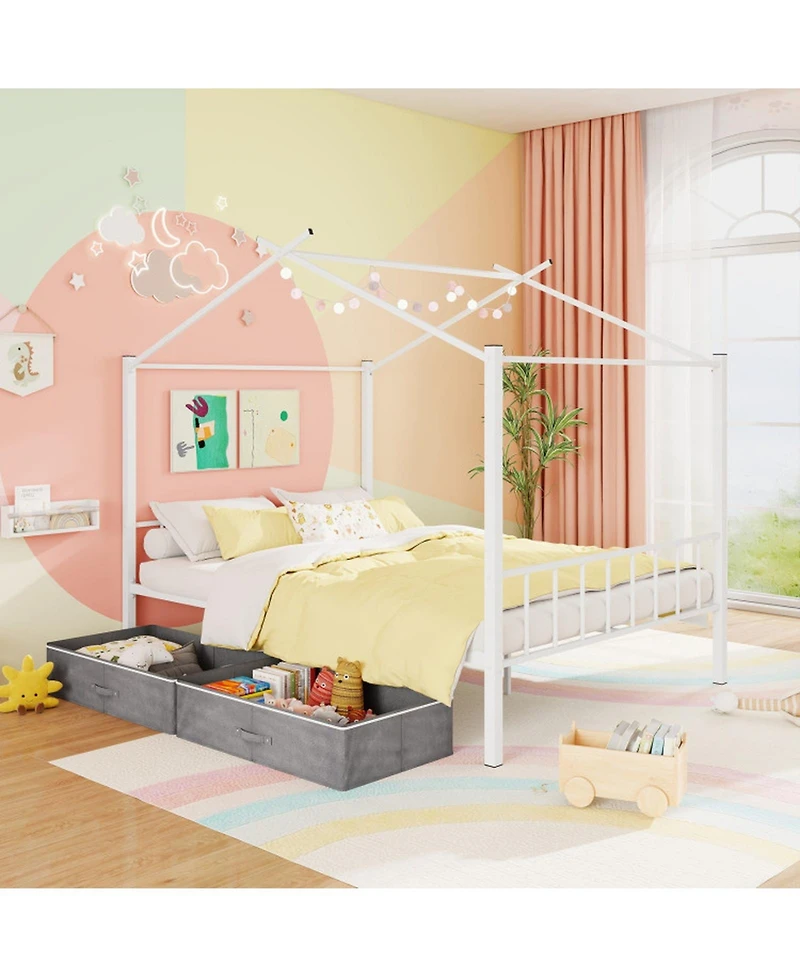 Gouun Full Kids House Bed Frame with Storage Drawers