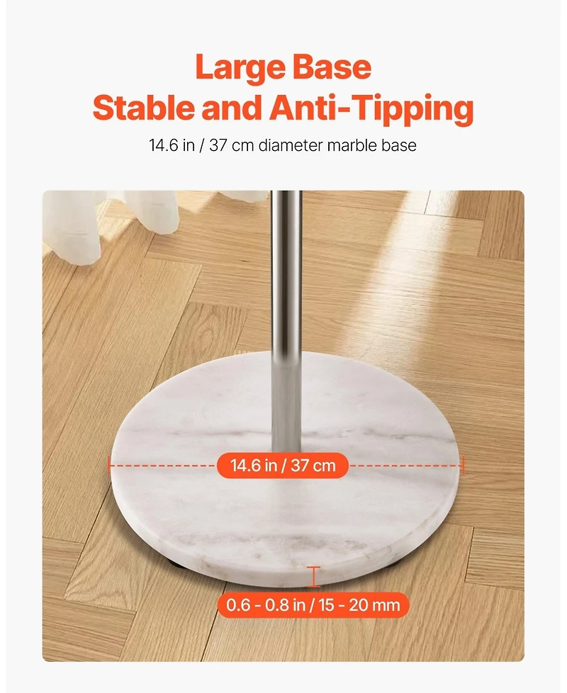 Gouun Freestanding Coat Rack with Marble Base and 8 Hooks