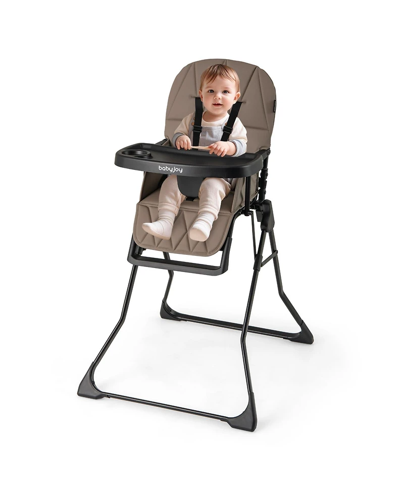 Sugift Compact Baby High Chair with Removable Tray and Pu Cushion