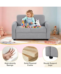 Sugift Two Seat Kids Sofa with Soft Upholstery and Wooden Frame