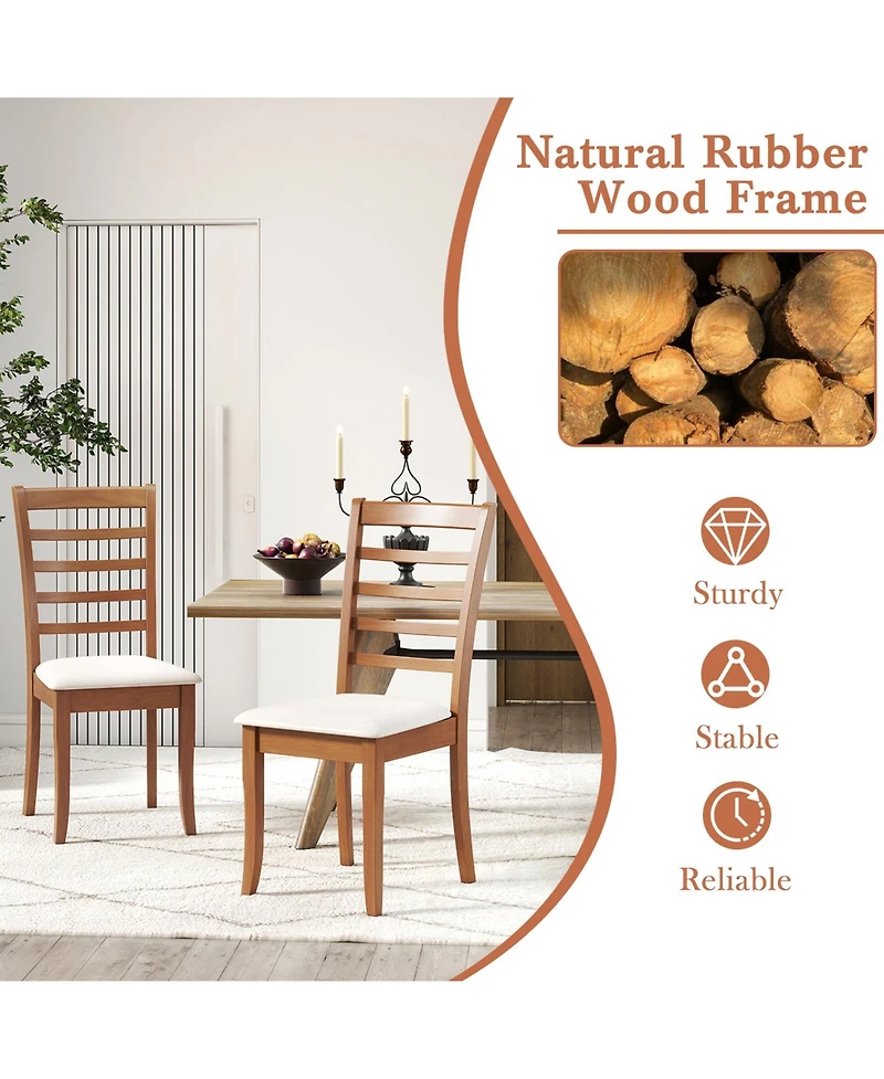 Sugift Modern Upholstered Wooden Dining Chairs Set of Two