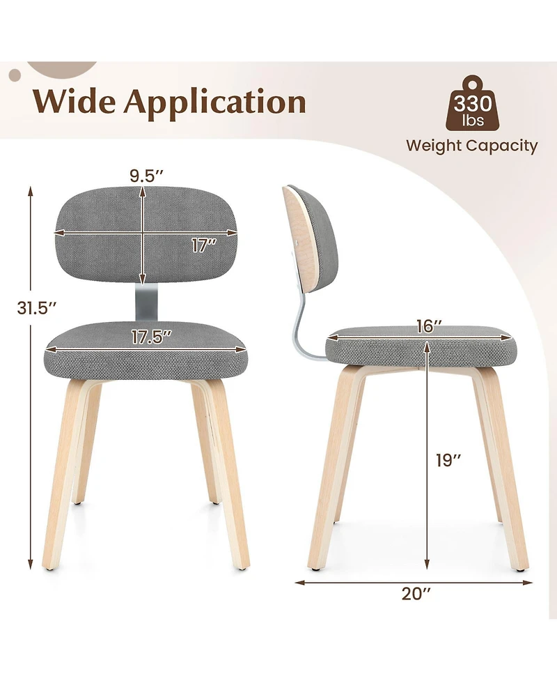 Sugift Chenille Upholstered Wooden Dining Chairs Set of Two