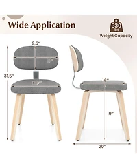 Sugift Chenille Upholstered Wooden Dining Chairs Set of Two